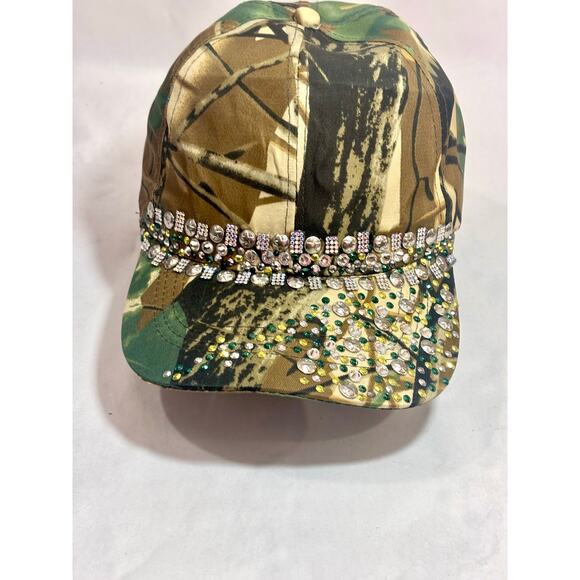 Real Tree style Camo Rhinestone Bling Streetwear Activewear Baseball Cap Hat - Picture 7 of 10